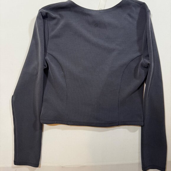 Lululemon Ribbed Softstreme Asymmetrical Long-Sleeve Shirt L Cropped Athleisure - Picture 10 of 10